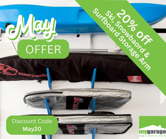May Special Offer - 20% off our Ski, Snowboard & Surfboard Storage Arm